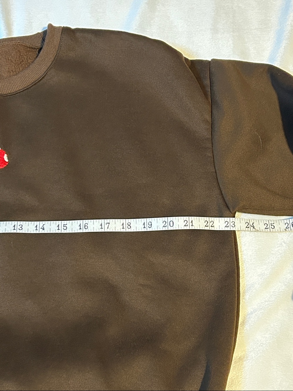 Brown crewneck sweatshirt with cute embroidered mushroom -size M - Picture 7 of 9